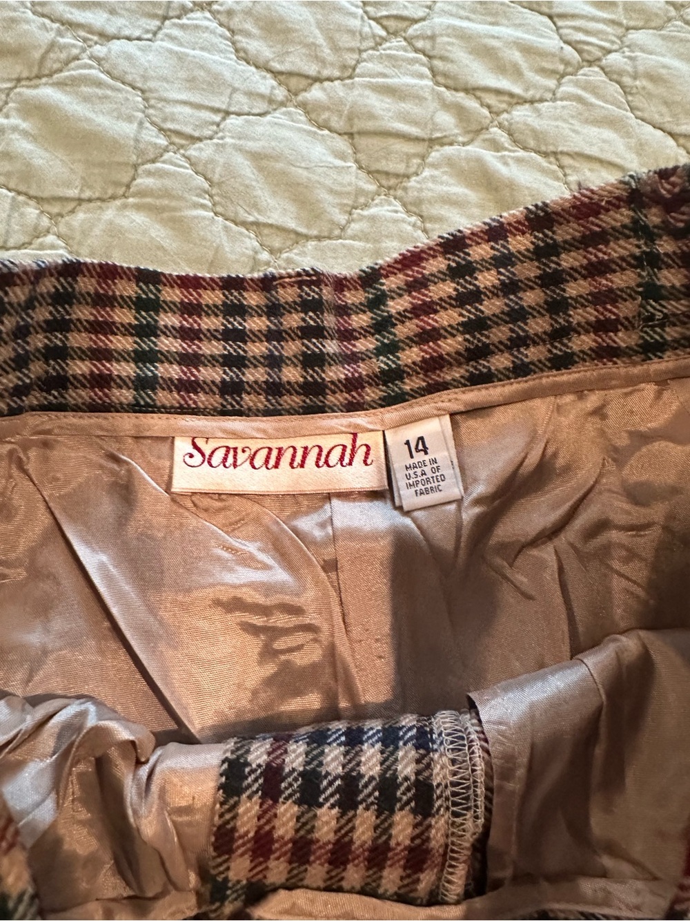 Savannah Vintage Plaid Shorts in Burgundy, Black & Cream - Picture 5 of 5